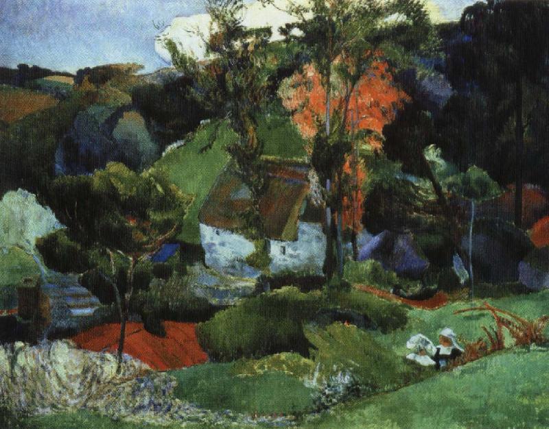 Paul Gauguin landskap, pont-aven Spain oil painting art
